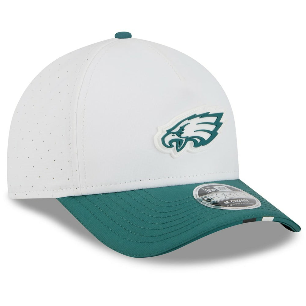Philadelphia Eagles New Era 2025 NFL Training Camp A-Frame 9FORTY Adjustable Hat White/Midnight Green | NFL