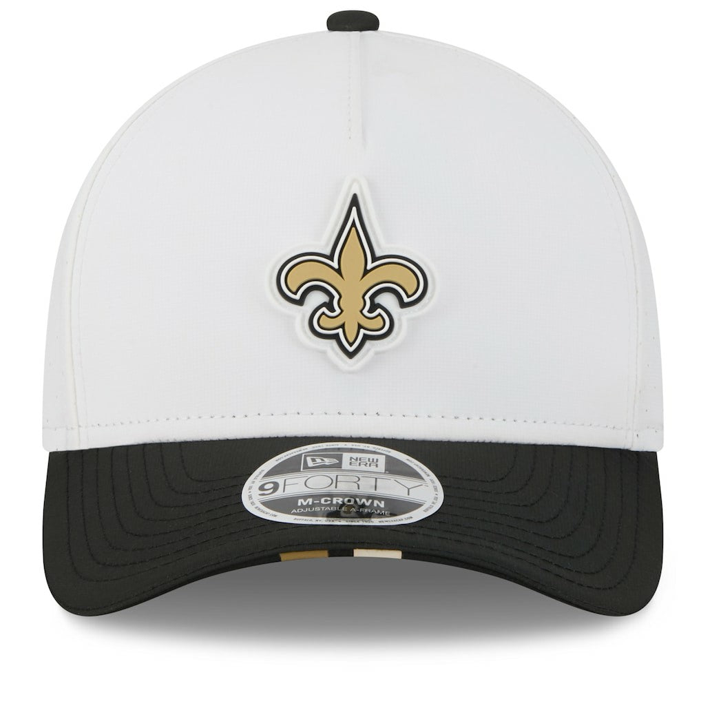 New Orleans Saints New Era 2025 NFL Training Camp A-Frame 9FORTY Adjustable Hat White/Black | NFL