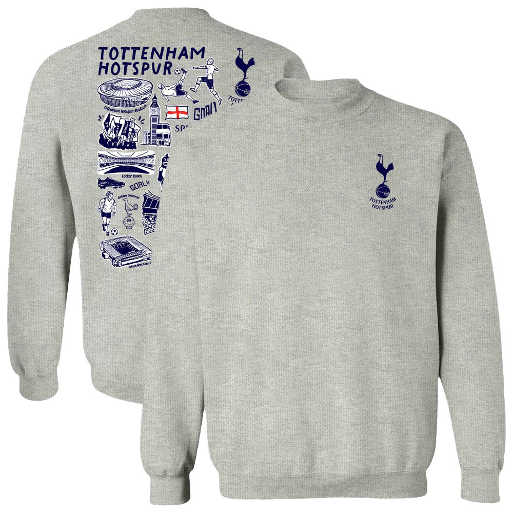 Tottenham Hotspur Vive La Fete Women's Impressions Artwork Pullover Sweatshirt Gray - FIFA World CUP