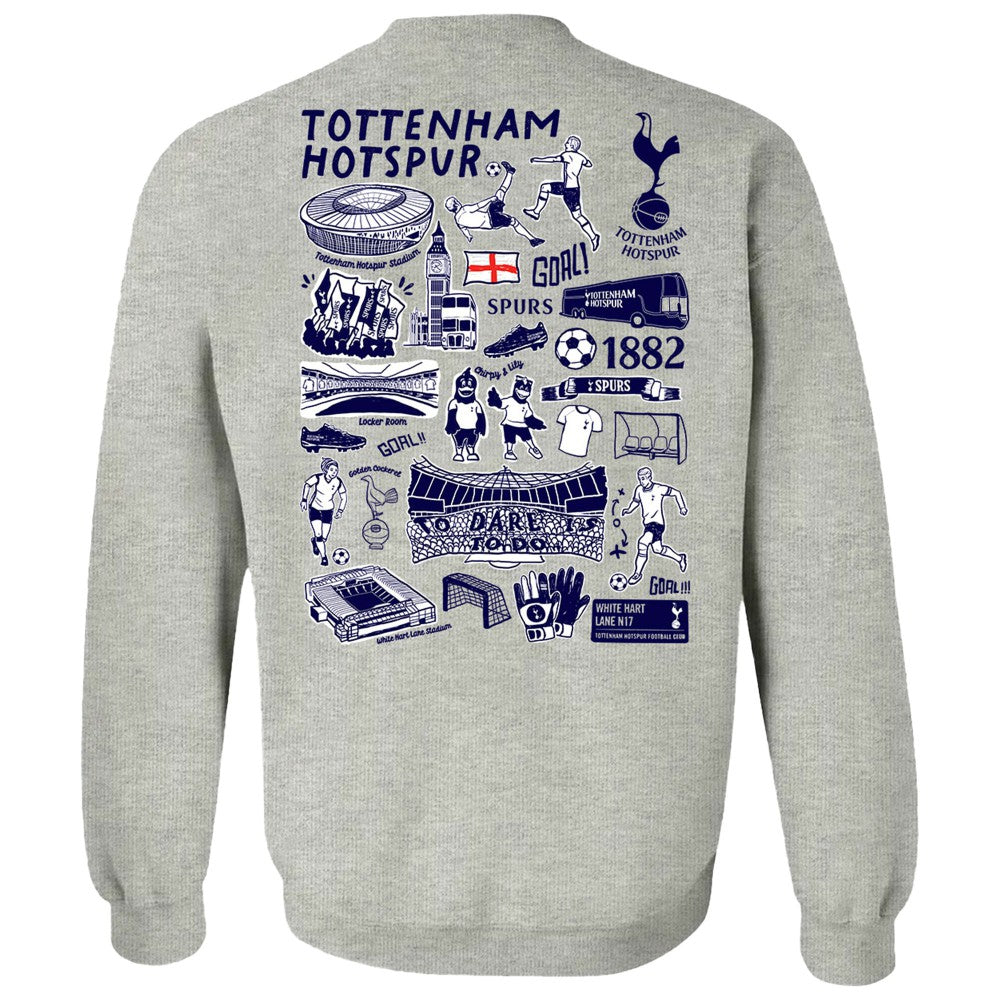 Tottenham Hotspur Vive La Fete Women's Impressions Artwork Pullover Sweatshirt Gray - FIFA World CUP