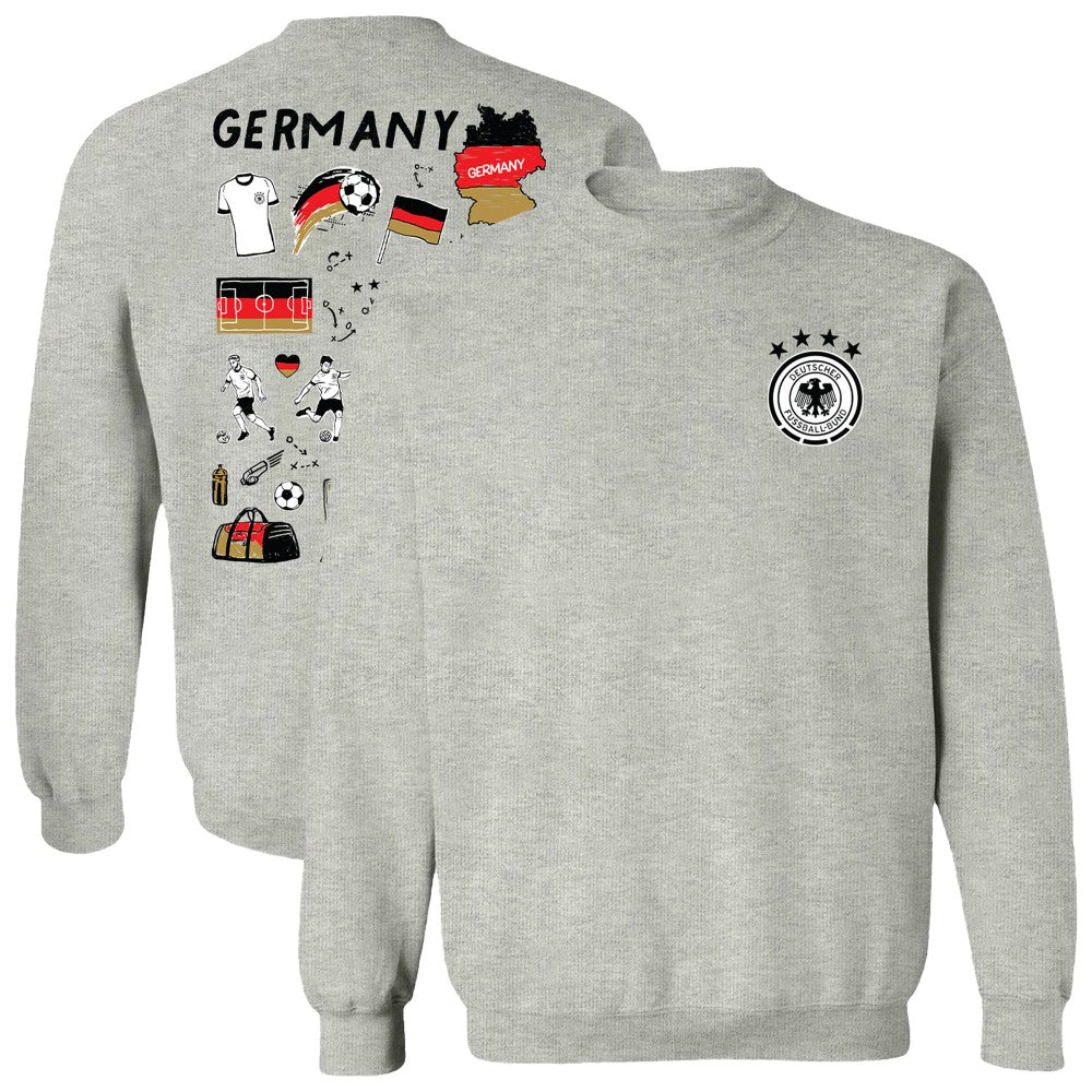 Germany National Team Vive La Fete Women's Impressions Artwork Pullover Sweatshirt Gray - FIFA World CUP