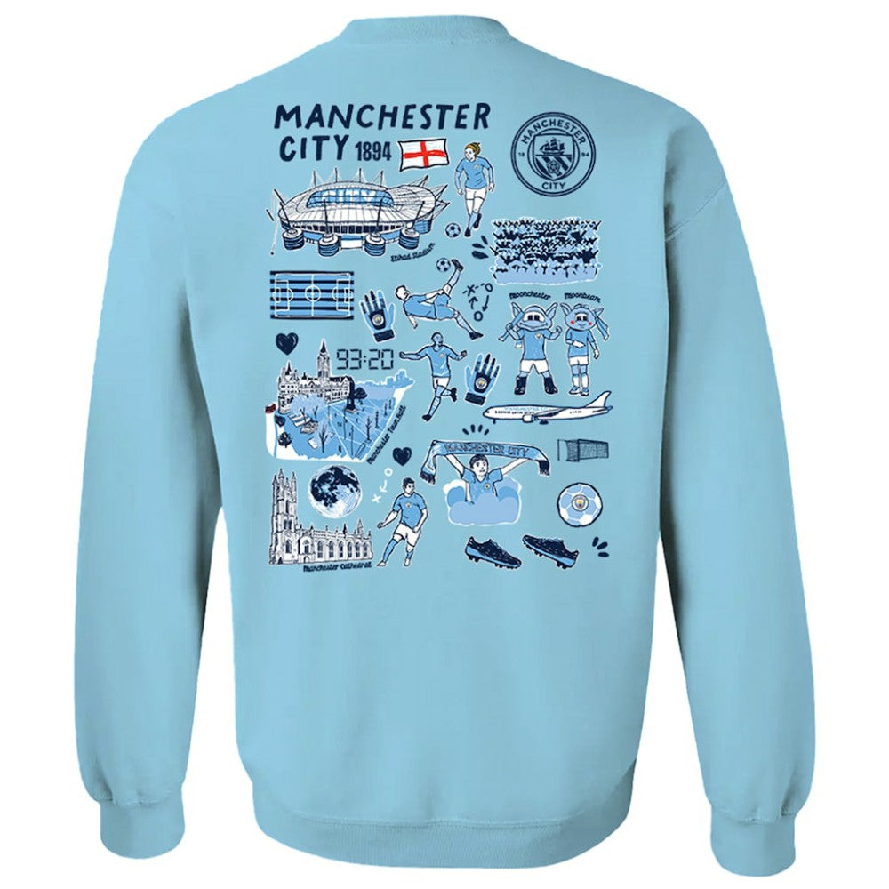 Manchester City Vive La Fete Women's Impressions Artwork Pullover Sweatshirt Sky Blue - FIFA World CUP
