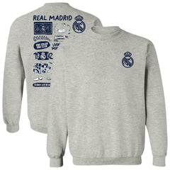 Real Madrid Vive La Fete Women's Impressions Artwork Pullover Sweatshirt Gray - FIFA World CUP
