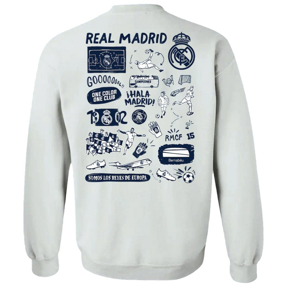Real Madrid Vive La Fete Women's Impressions Artwork Pullover Sweatshirt White - FIFA World CUP