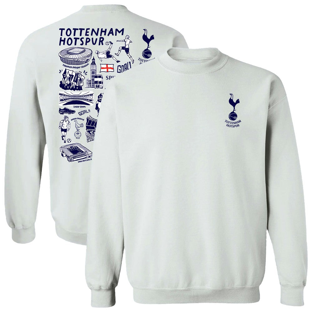 Tottenham Hotspur Vive La Fete Women's Impressions Artwork Pullover Sweatshirt White - FIFA World CUP