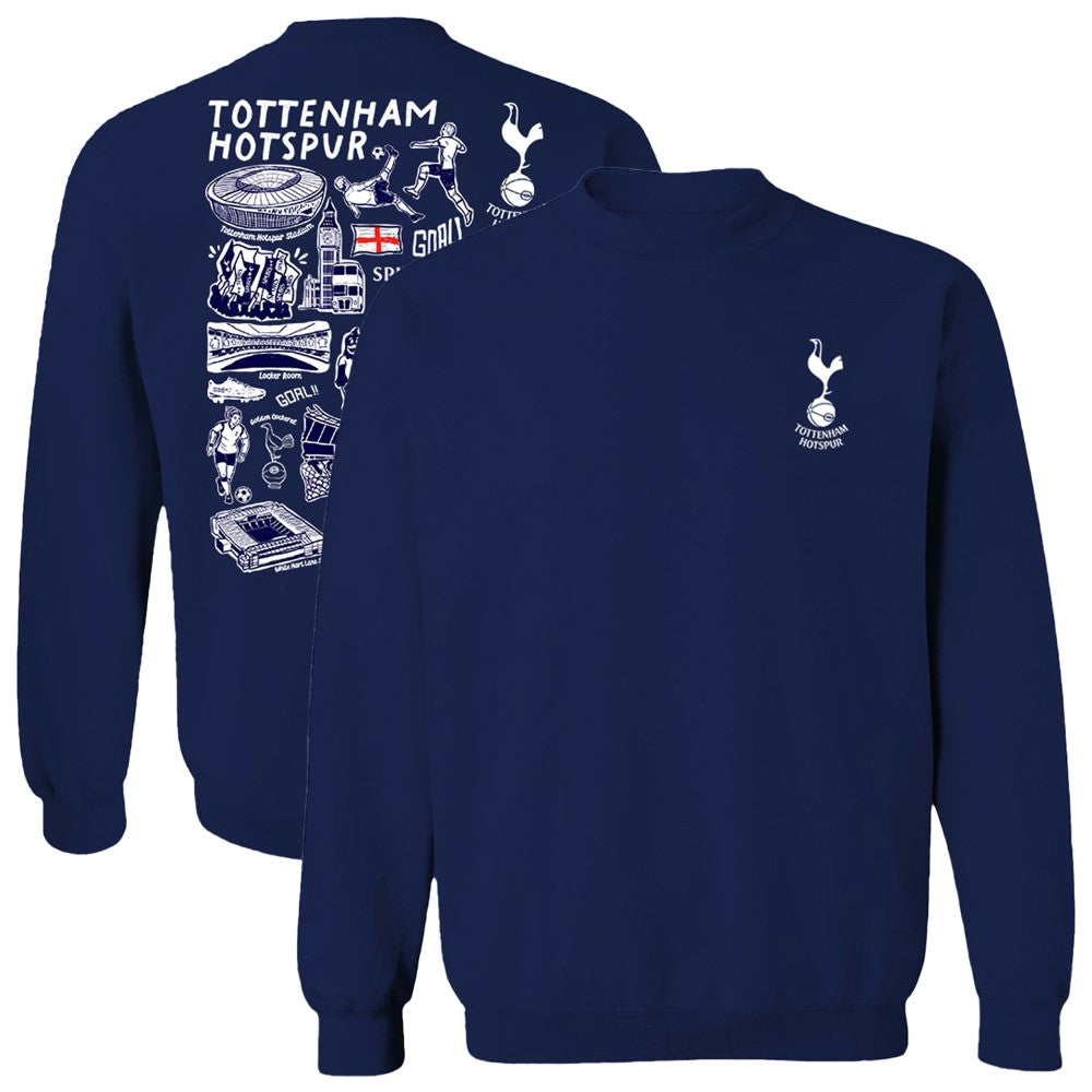 Tottenham Hotspur Vive La Fete Women's Impressions Artwork Pullover Sweatshirt Navy - FIFA World CUP