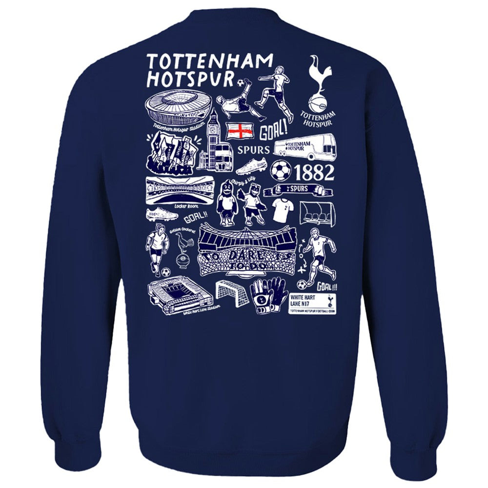 Tottenham Hotspur Vive La Fete Women's Impressions Artwork Pullover Sweatshirt Navy - FIFA World CUP