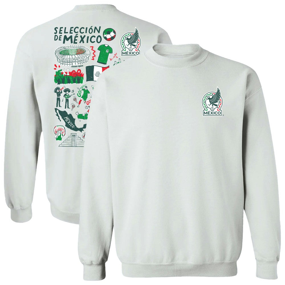 Mexico National Team Vive La Fete Women's Impressions Artwork Pullover Sweatshirt White - FIFA World CUP