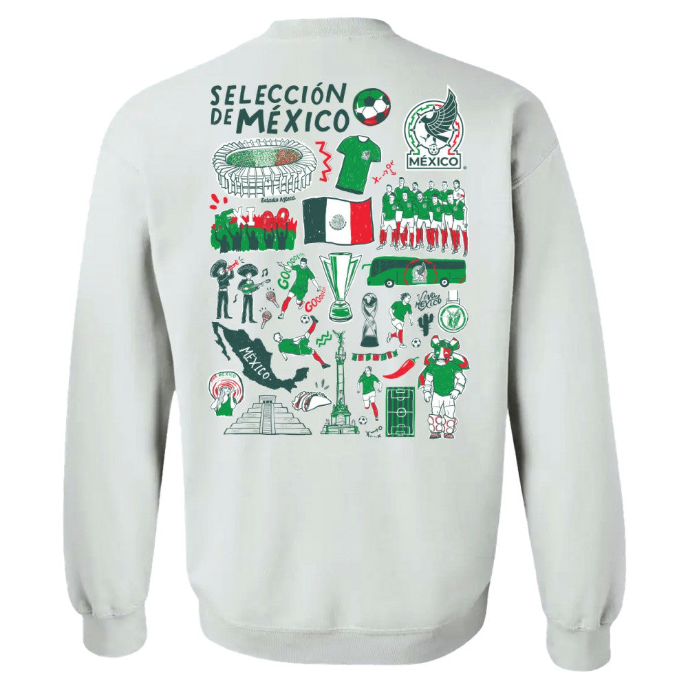 Mexico National Team Vive La Fete Women's Impressions Artwork Pullover Sweatshirt White - FIFA World CUP