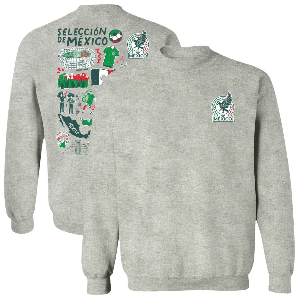 Mexico National Team Vive La Fete Women's Impressions Artwork Pullover Sweatshirt Gray - FIFA World CUP