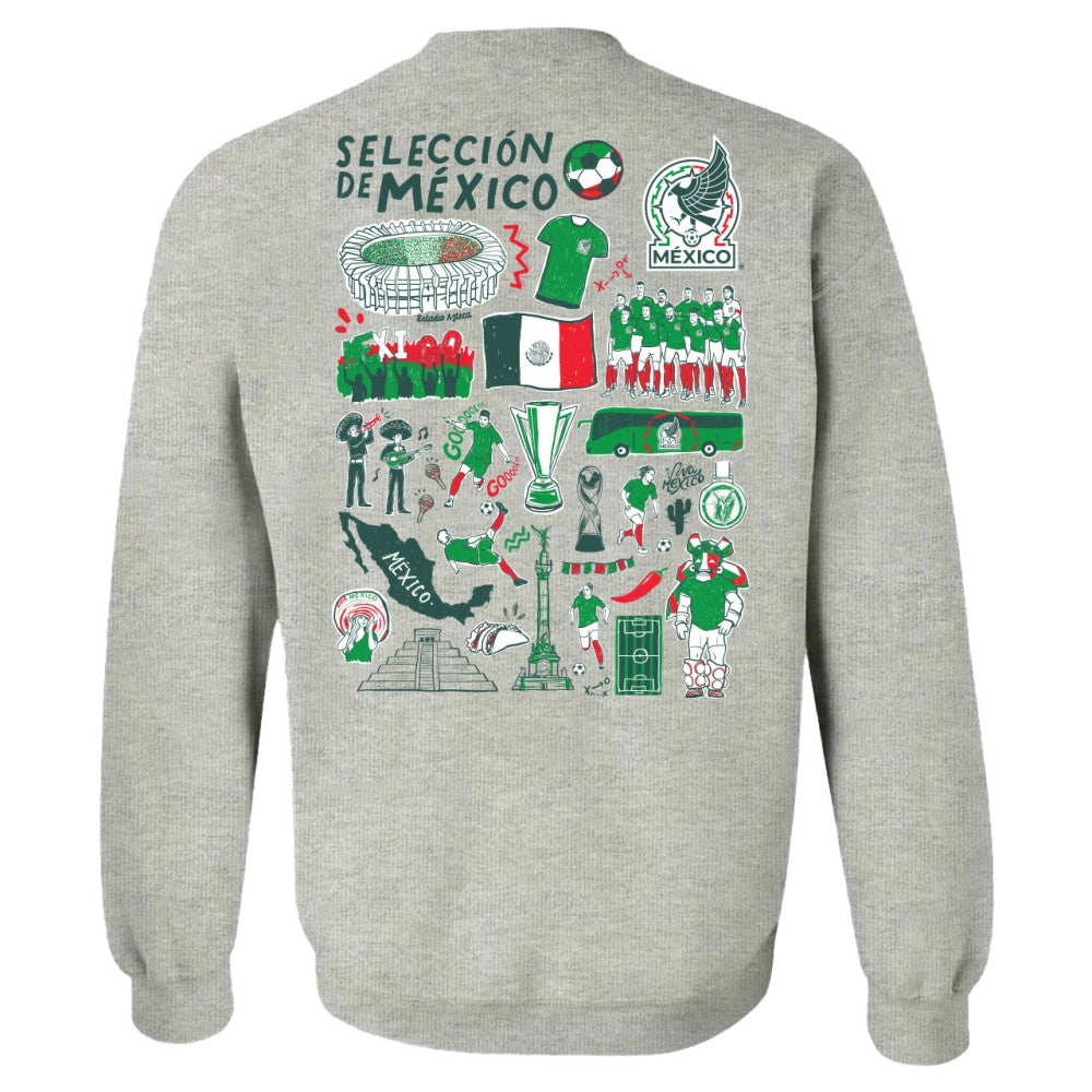 Mexico National Team Vive La Fete Women's Impressions Artwork Pullover Sweatshirt Gray - FIFA World CUP
