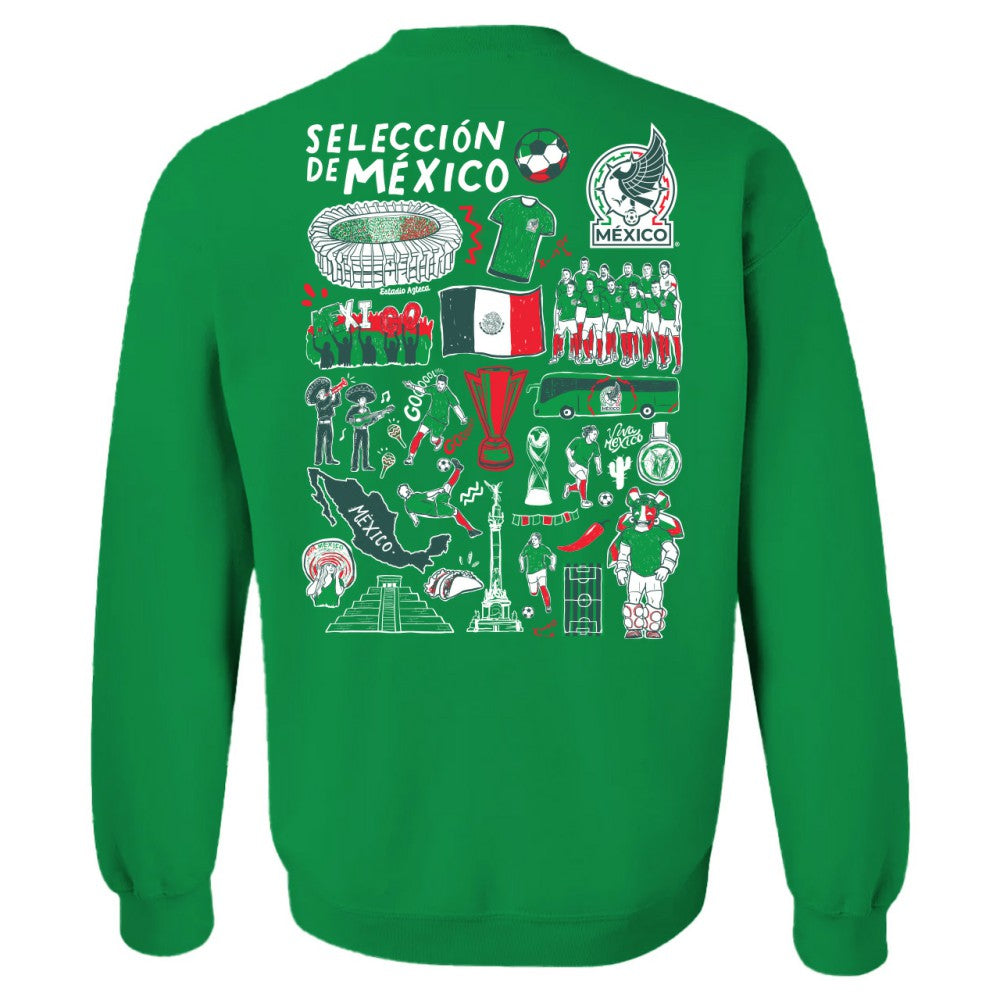 Mexico National Team Vive La Fete Women's Impressions Artwork Pullover Sweatshirt Green - FIFA World CUP