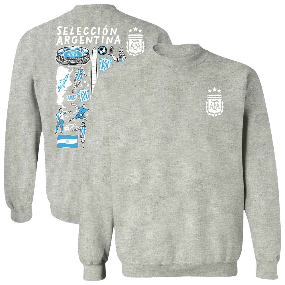 Argentina National Team Vive La Fete Women's Impressions Artwork Pullover Sweatshirt Gray - FIFA World CUP