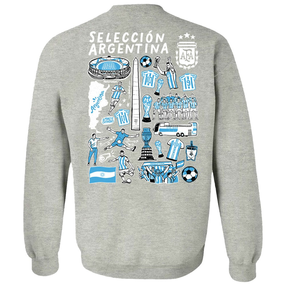 Argentina National Team Vive La Fete Women's Impressions Artwork Pullover Sweatshirt Gray - FIFA World CUP