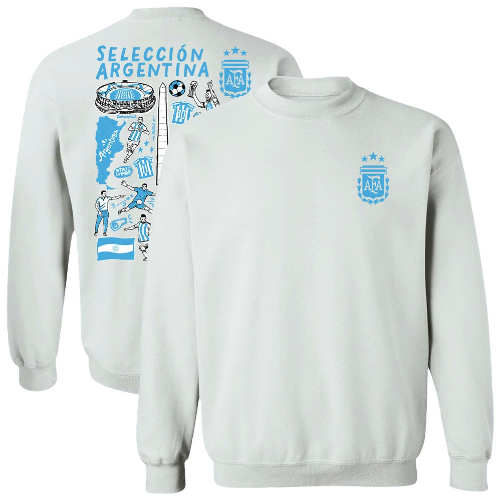 Argentina National Team Vive La Fete Women's Impressions Artwork Pullover Sweatshirt White - FIFA World CUP
