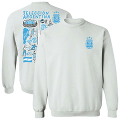 Argentina National Team Vive La Fete Women's Impressions Artwork Pullover Sweatshirt White - FIFA World CUP
