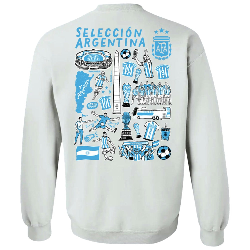 Argentina National Team Vive La Fete Women's Impressions Artwork Pullover Sweatshirt White - FIFA World CUP