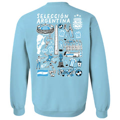 Argentina National Team Vive La Fete Women's Impressions Artwork Pullover Sweatshirt Light Blue - FIFA World CUP