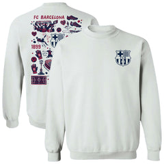 Barcelona Vive La Fete Women's Impressions Artwork Pullover Sweatshirt White - FIFA World CUP
