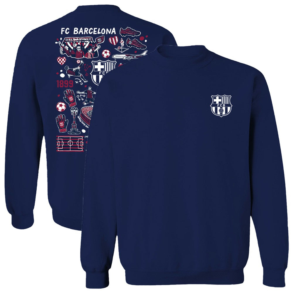 Barcelona Vive La Fete Women's Impressions Artwork Pullover Sweatshirt Navy - FIFA World CUP