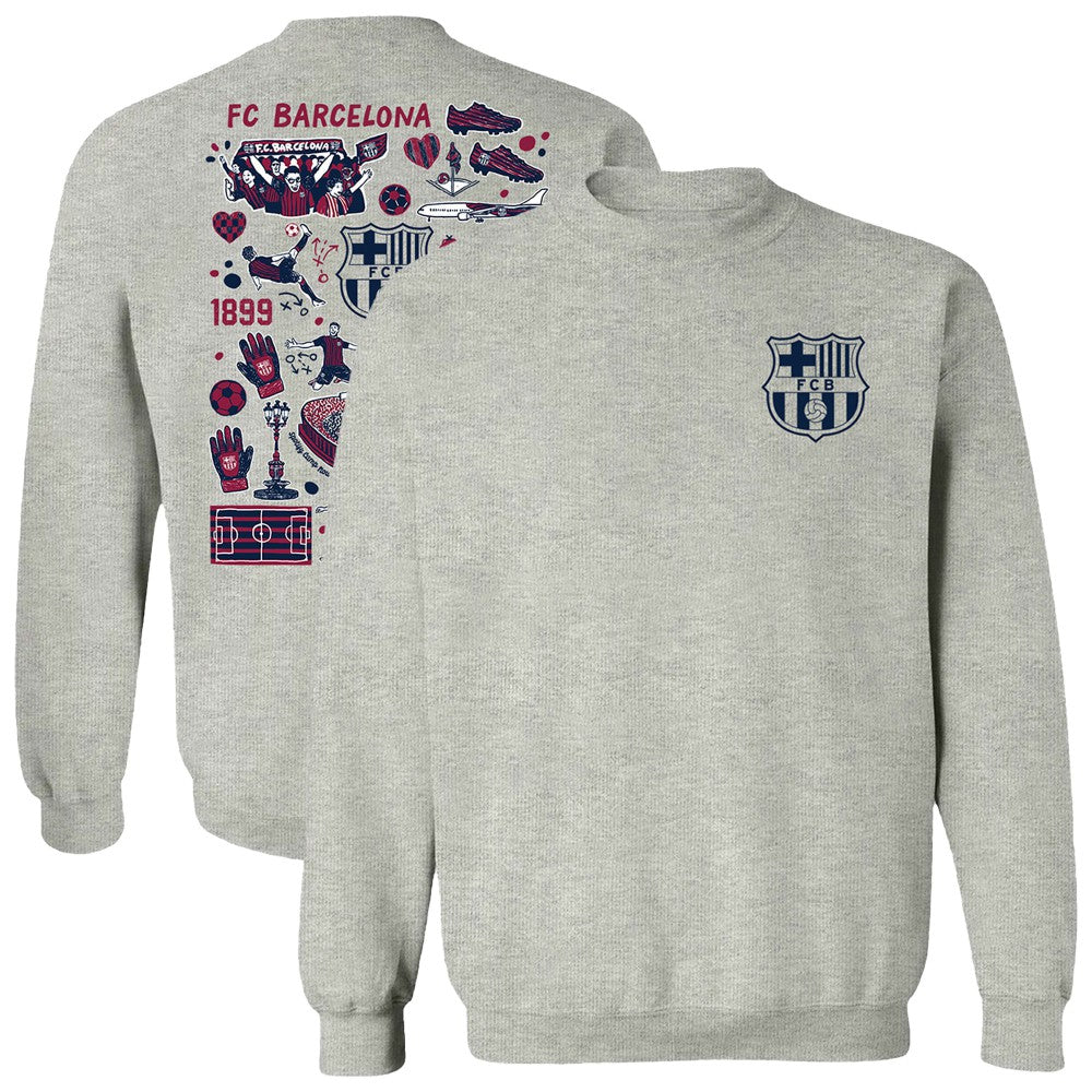 Barcelona Vive La Fete Women's Impressions Artwork Pullover Sweatshirt Gray - FIFA World CUP