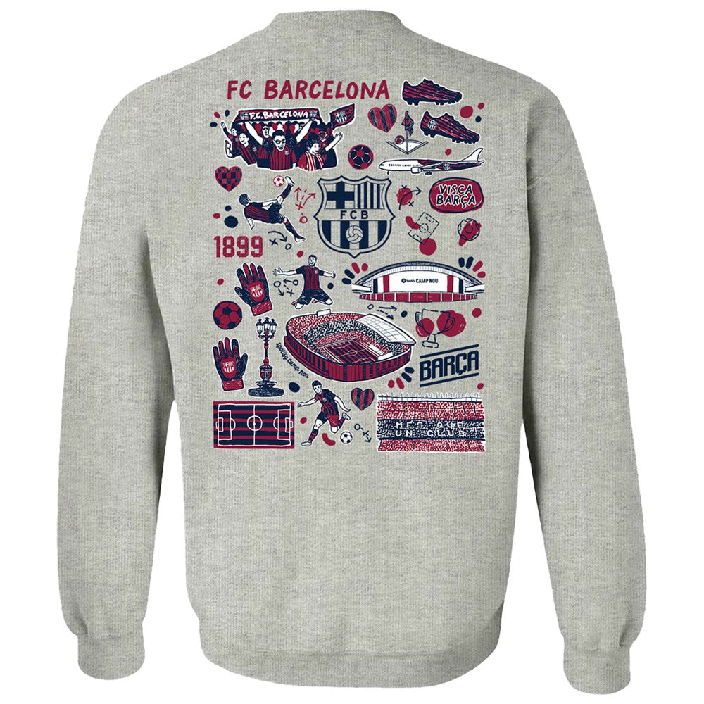 Barcelona Vive La Fete Women's Impressions Artwork Pullover Sweatshirt Gray - FIFA World CUP