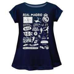 Real Madrid Vive La Fete Girls Youth Impressions Artwork A-Line Top Navy - FIFA World CUP