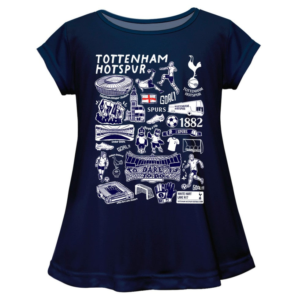 Tottenham Hotspur Vive La Fete Girls Youth Impressions Artwork A-Line Top Navy - FIFA World CUP