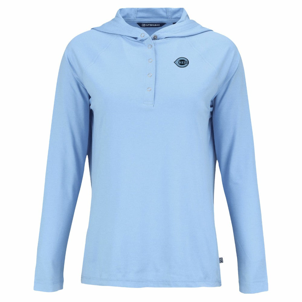 Cincinnati Reds Cutter & Buck Women's Coastline Epic Comfort Eco Recycled Long Sleeve Hoodie T-Shirt - MLB