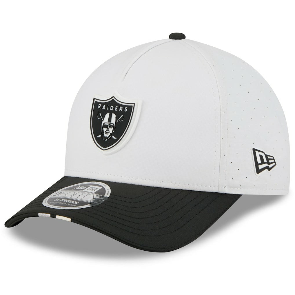 Las Vegas Raiders New Era Youth 2025 NFL Training Camp A-Frame 9FORTY Adjustable Hat White/Black | NFL