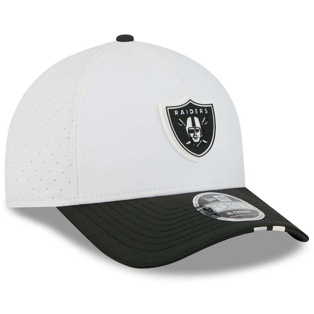 Las Vegas Raiders New Era Youth 2025 NFL Training Camp A-Frame 9FORTY Adjustable Hat White/Black | NFL