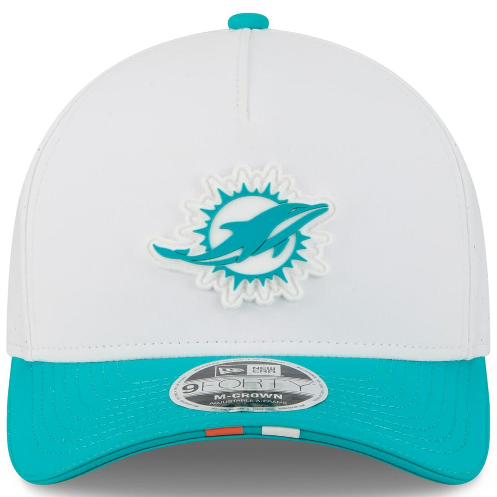 Miami Dolphins New Era Youth 2025 NFL Training Camp A-Frame 9FORTY Adjustable Hat White/Aqua | NFL