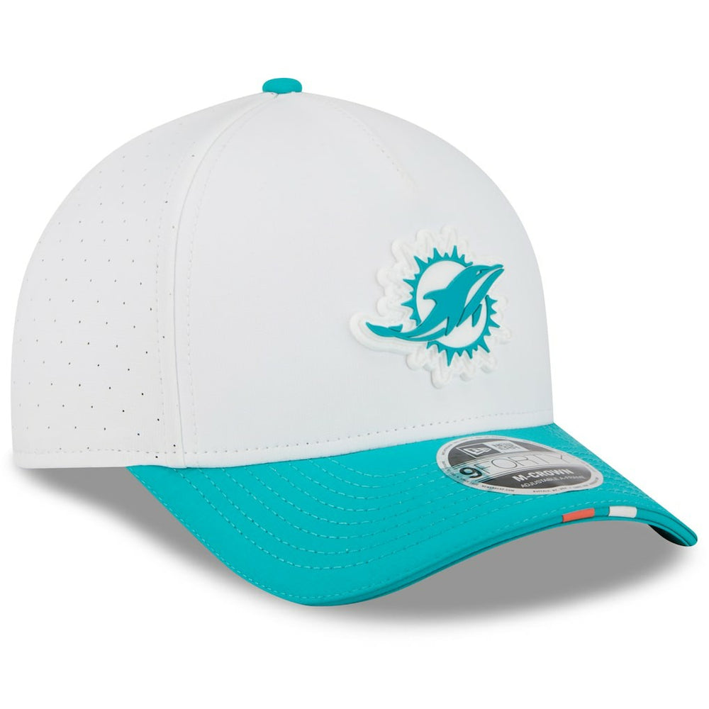 Miami Dolphins New Era Youth 2025 NFL Training Camp A-Frame 9FORTY Adjustable Hat White/Aqua | NFL