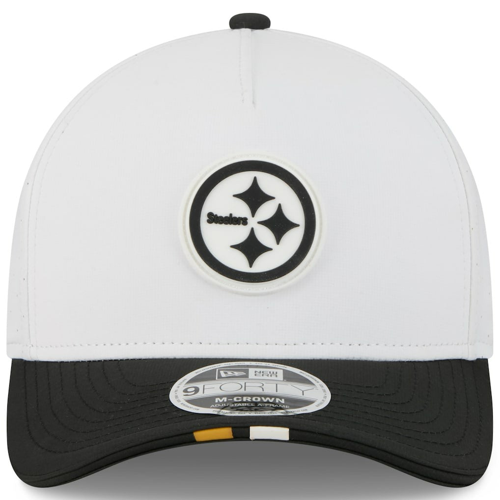 Pittsburgh Steelers New Era Youth 2025 NFL Training Camp A-Frame 9FORTY Adjustable Hat White/Black | NFL