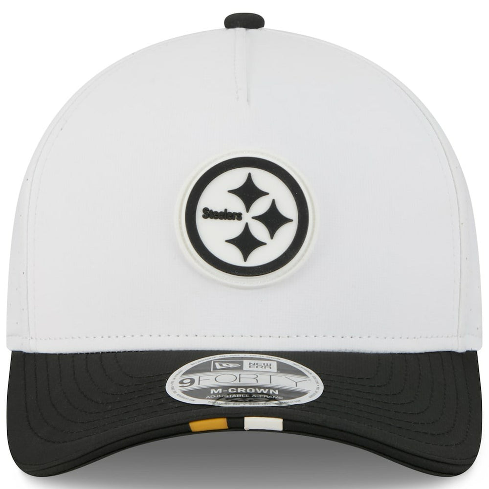 Pittsburgh Steelers New Era Youth 2025 NFL Training Camp A-Frame 9FORTY Adjustable Hat White/Black | NFL