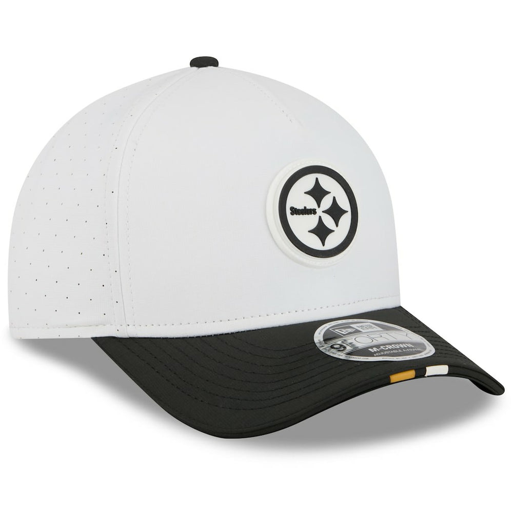 Pittsburgh Steelers New Era Youth 2025 NFL Training Camp A-Frame 9FORTY Adjustable Hat White/Black | NFL
