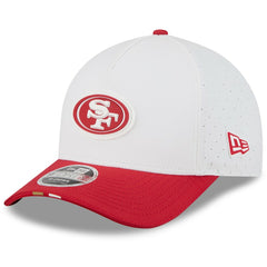 San Francisco 49ers New Era Youth 2025 NFL Training Camp A-Frame 9FORTY Adjustable Hat White/Scarlet | NFL