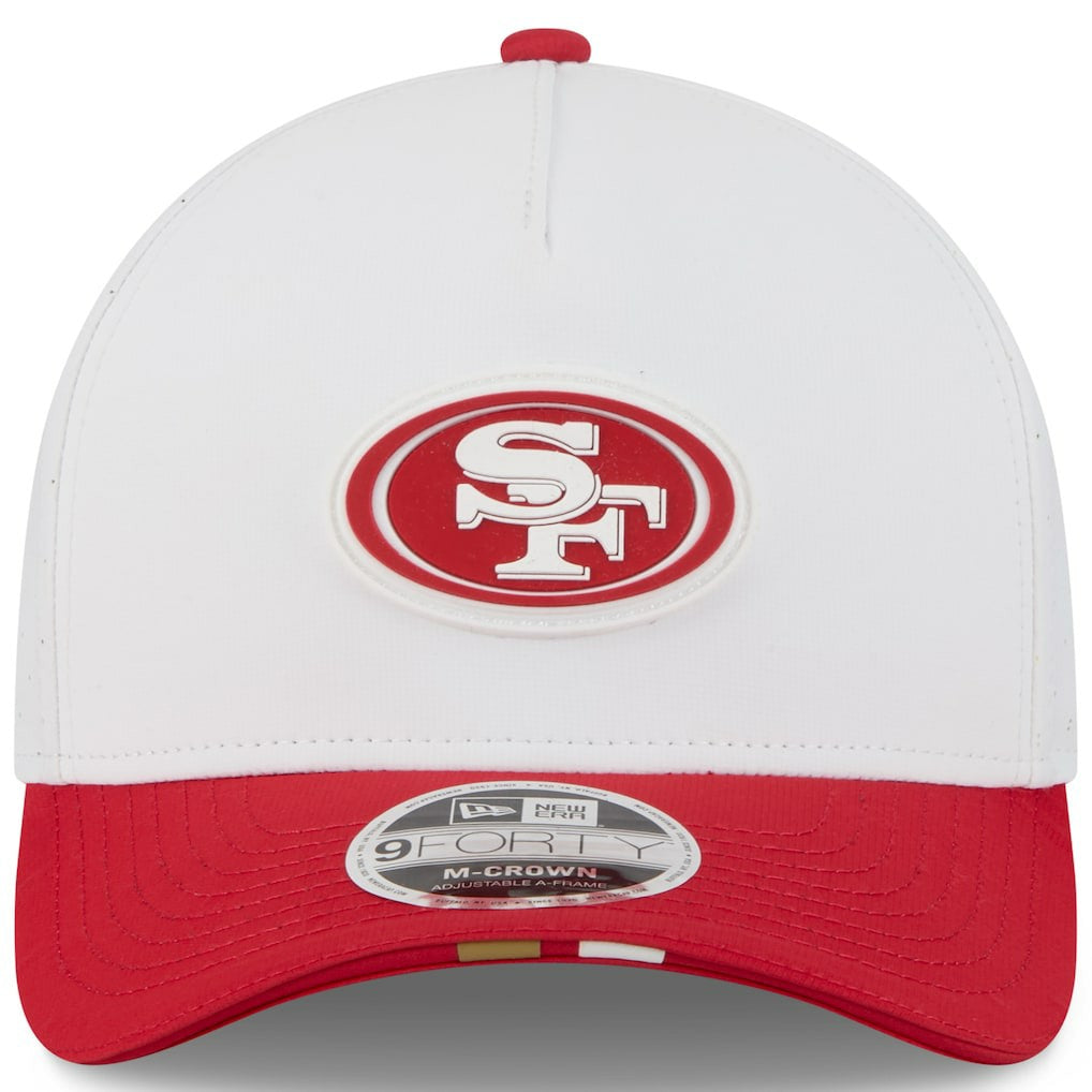 San Francisco 49ers New Era Youth 2025 NFL Training Camp A-Frame 9FORTY Adjustable Hat White/Scarlet | NFL