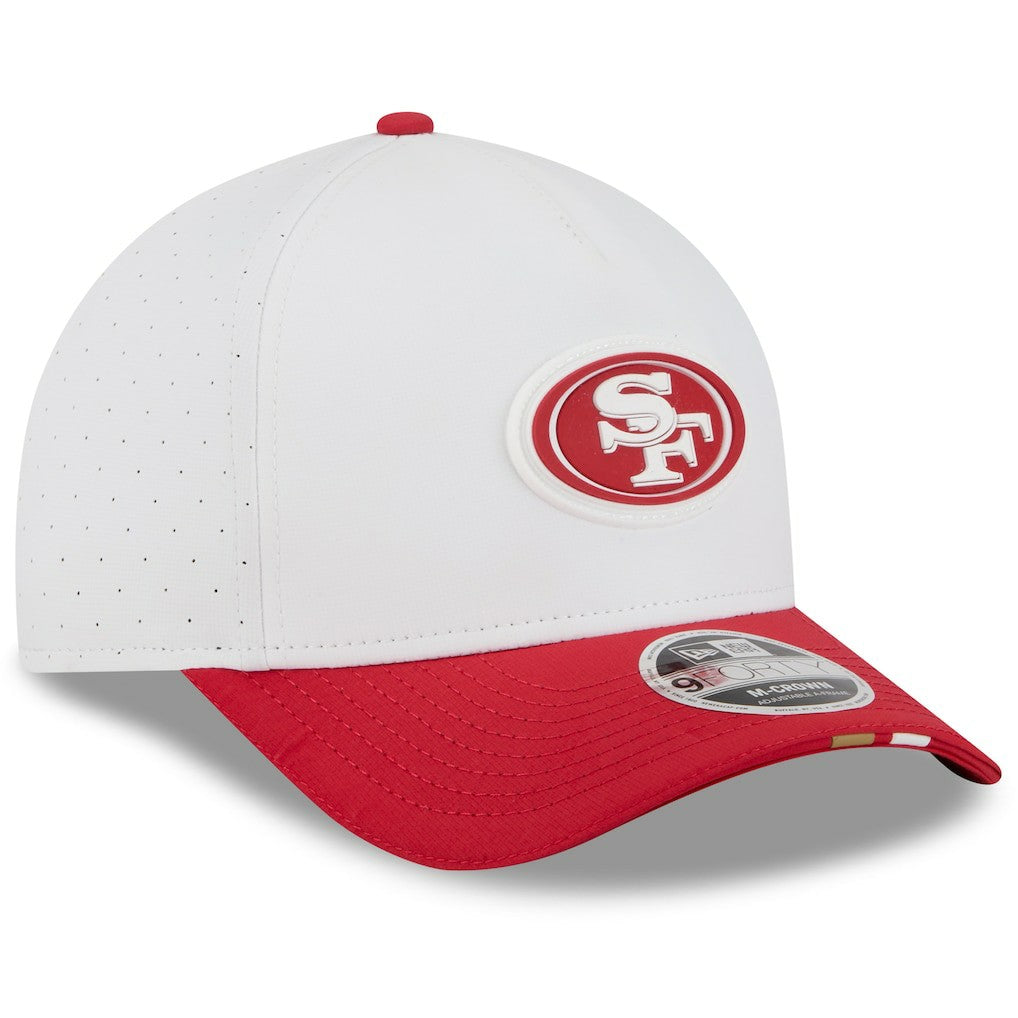 San Francisco 49ers New Era Youth 2025 NFL Training Camp A-Frame 9FORTY Adjustable Hat White/Scarlet | NFL