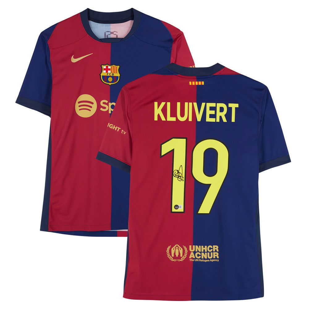 Patrick Kluivert Barcelona Autographed 2024-25 Red/Blue Home Jersey BAS | Fanatics discount