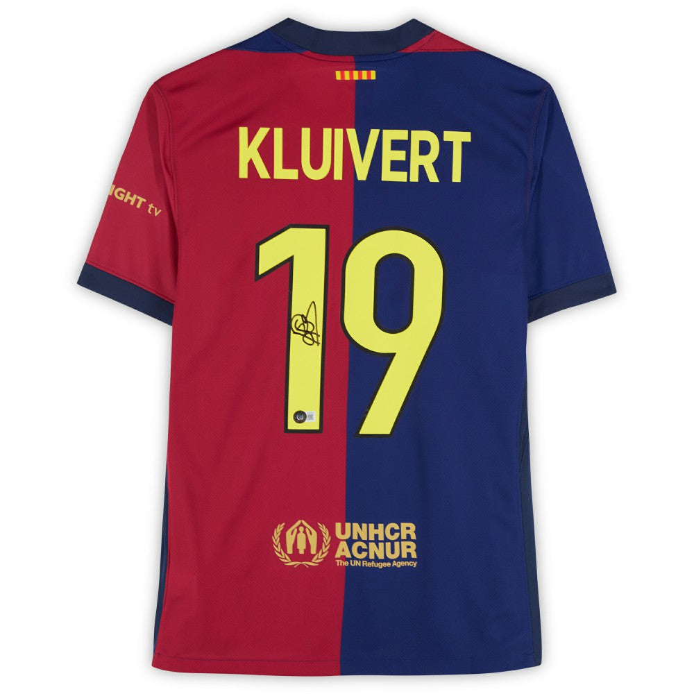 Patrick Kluivert Barcelona Autographed 2024-25 Red/Blue Home Jersey BAS | Fanatics discount