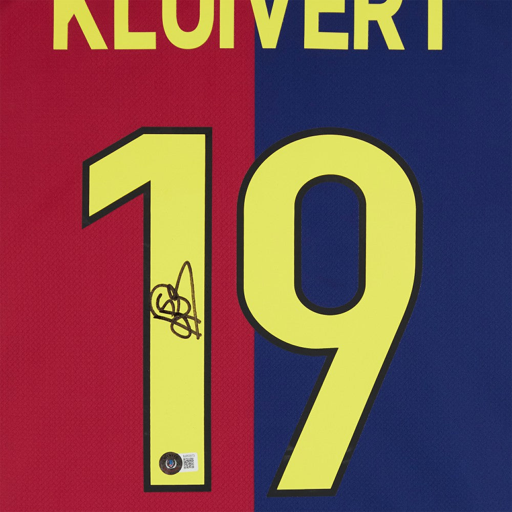 Patrick Kluivert Barcelona Autographed 2024-25 Red/Blue Home Jersey BAS | Fanatics discount