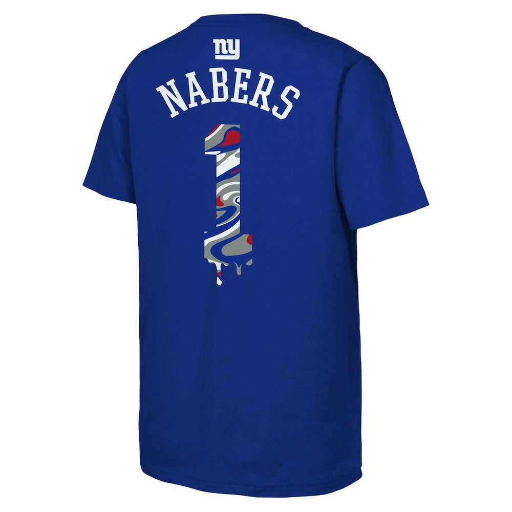 Malik Nabers New York Giants Outerstuff Youth Mainliner Drip Player Name & Number T-Shirt Royal | NFL