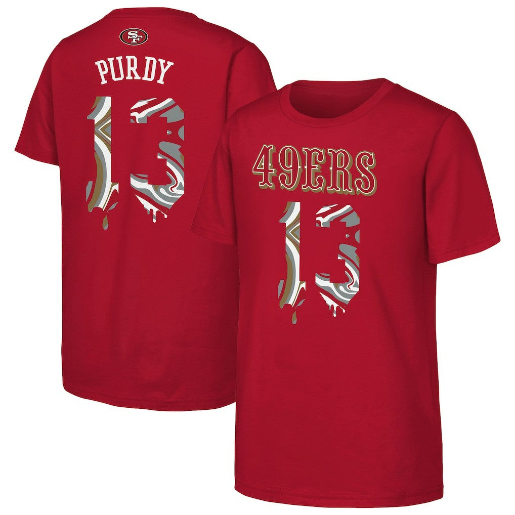 Brock Purdy San Francisco 49ers Outerstuff Youth Mainliner Drip Player Name & Number T-Shirt Scarlet | NFL