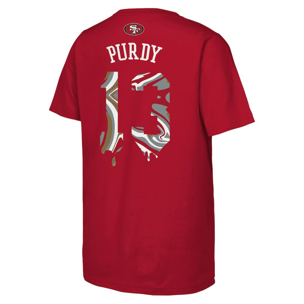 Brock Purdy San Francisco 49ers Outerstuff Youth Mainliner Drip Player Name & Number T-Shirt Scarlet | NFL