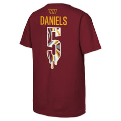 Jayden Daniels Washington Commanders Outerstuff Youth Mainliner Drip Player Name & Number T-Shirt Burgundy | NFL