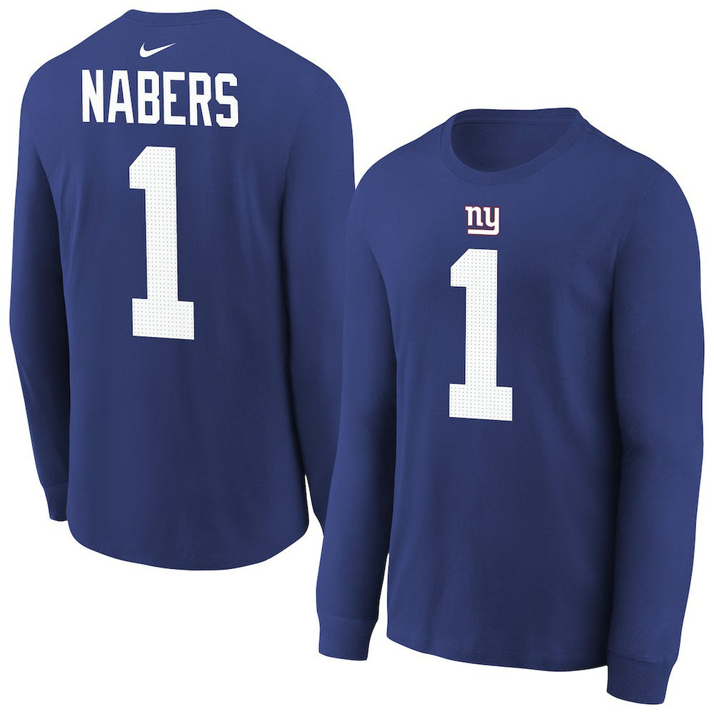 Malik Nabers New York Giants Youth Player Name & Number Long Sleeve T-Shirt Royal | Nike for Sale