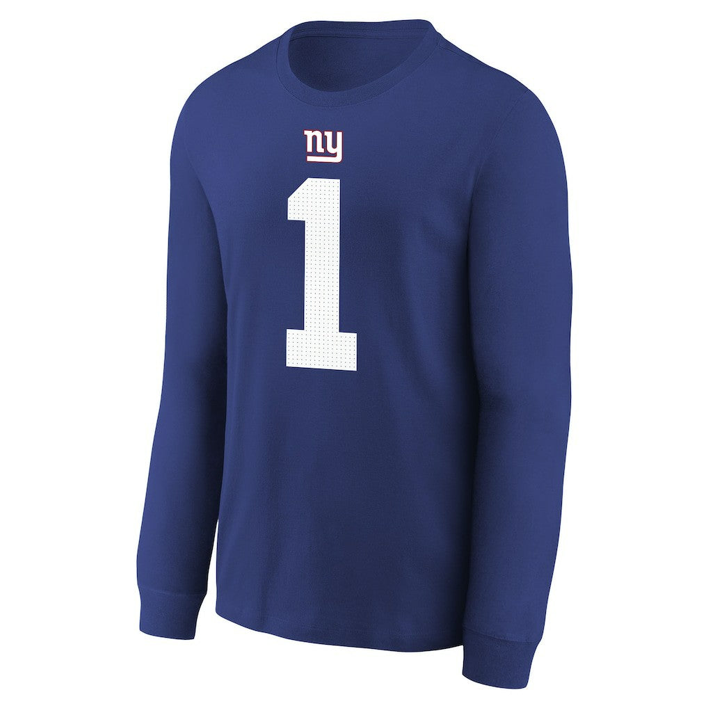 Malik Nabers New York Giants Youth Player Name & Number Long Sleeve T-Shirt Royal | Nike for Sale