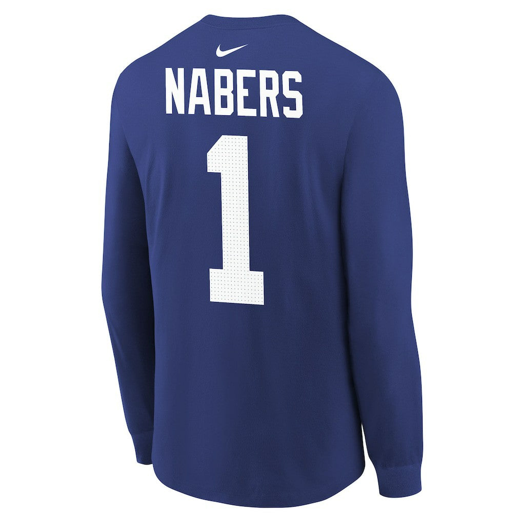 Malik Nabers New York Giants Youth Player Name & Number Long Sleeve T-Shirt Royal | Nike for Sale