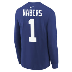 Malik Nabers New York Giants Youth Player Name & Number Long Sleeve T-Shirt Royal | Nike for Sale